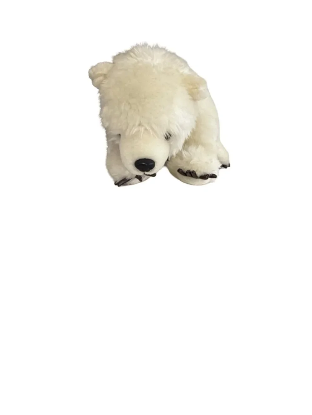 National Geographic Polar Bear Plush Realistic White Bear Brown Claws 11” Vintag